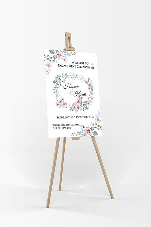Load image into Gallery viewer, Pastel Floral Wreath – A1 Mounted Welcome Poster
