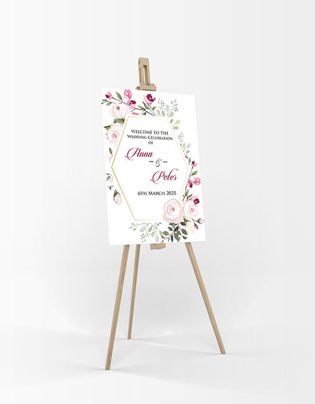 Purple Green Floral – A1 Mounted Welcome Poster