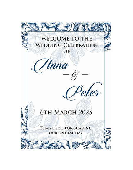 Blue Floral – A1 Mounted Welcome Poster