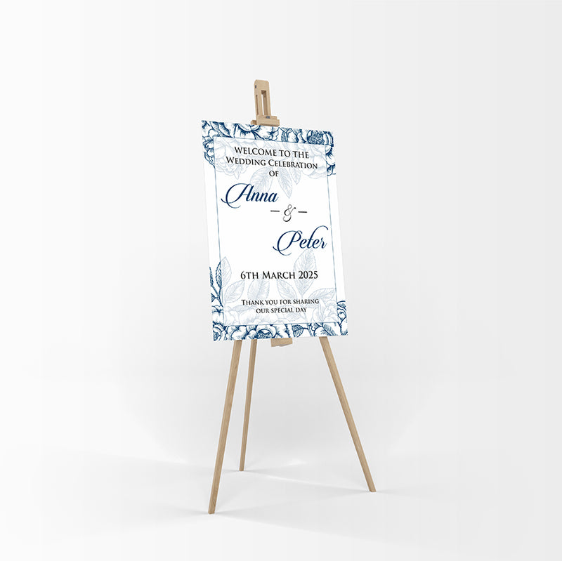 Blue Floral – A1 Mounted Welcome Poster