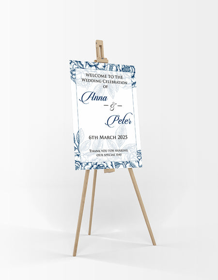 Blue Floral – A1 Mounted Welcome Poster