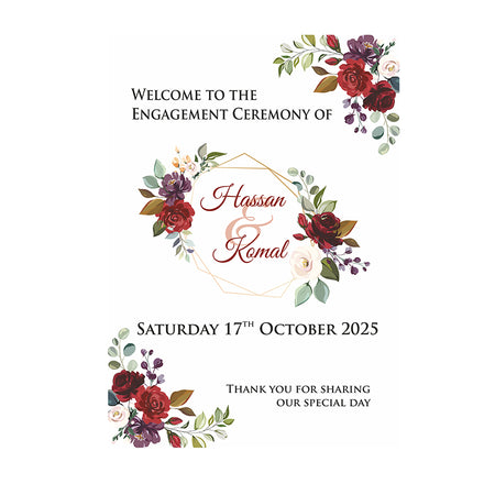 Maroon Floral Wreath – A1 Mounted Welcome Poster