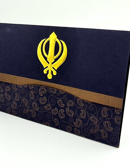 BGL S Blue Midnight blue Sikh paisley invitation
