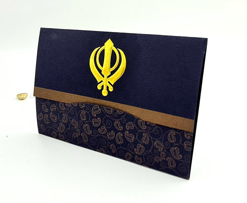 Load image into Gallery viewer, BGL S Blue Midnight blue Sikh paisley invitation
