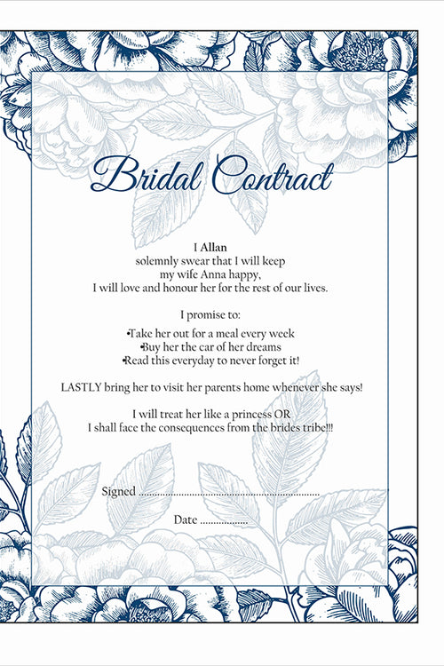 Load image into Gallery viewer, Blue Floral – A1 Bridal Contract, Marriage Contract
