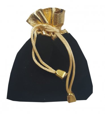 Load image into Gallery viewer, Black and gold velvet favour bag
