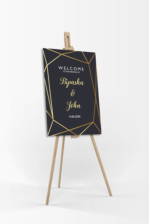 Load image into Gallery viewer, Black Gold Art Deco – A1 Mounted Welcome Poster
