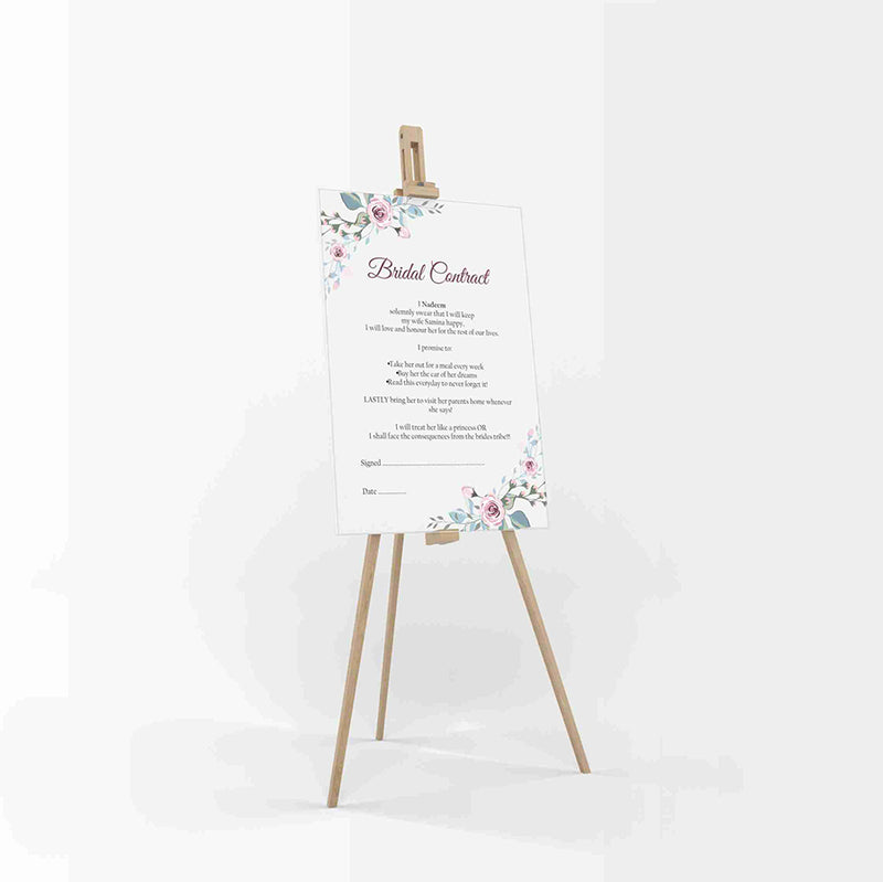 Pastel Floral Wreath – A1 Bridal Contract – Funny Agreement for Husband/Wife