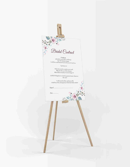 Pastel Floral Wreath – A1 Bridal Contract – Funny Agreement for Husband/Wife