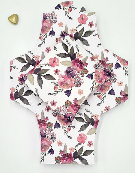 EVC 401 Burgundy pink and green floral print favour Boxes