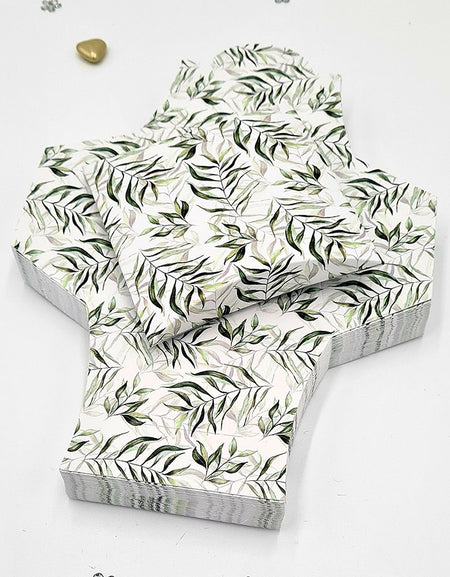 EVC 402 Mint Green Leaves Print Favour Boxes
