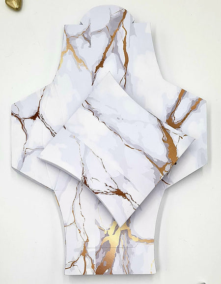EVC 405 White and gold print Marble Favour Box