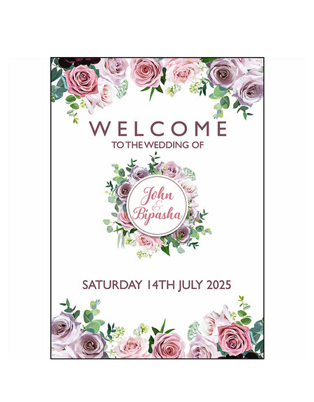 Burgundy Rose Wreath – A1 Mounted Welcome Poster