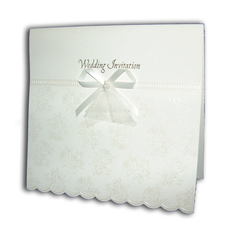 Panache BW19 Clearance Ecru Wedding Invitation with satin bow