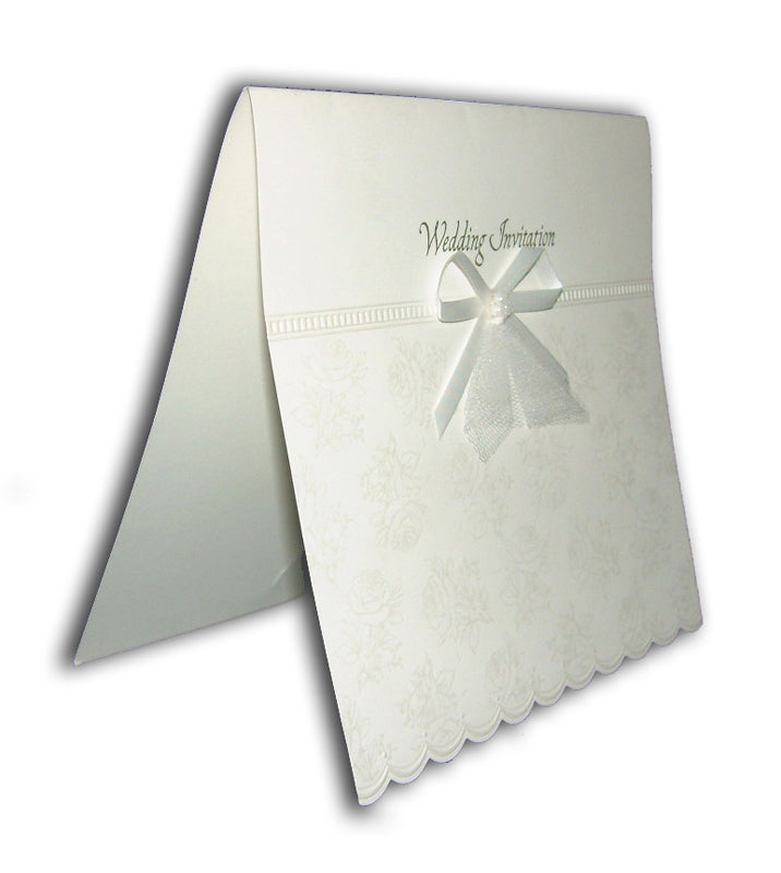 Panache BW19 Clearance Ecru Wedding Invitation with satin bow