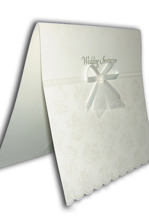 Load image into Gallery viewer, Panache BW19 Clearance Ecru Wedding Invitation with satin bow
