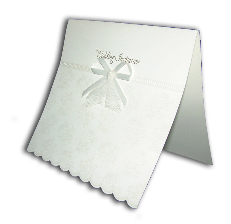 Panache BW19 Clearance Ecru Wedding Invitation with satin bow