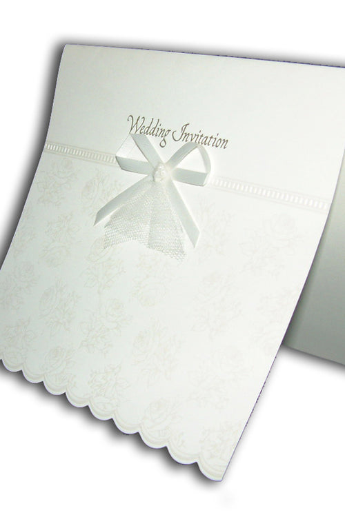 Load image into Gallery viewer, Panache BW19 Clearance Ecru Wedding Invitation with satin bow
