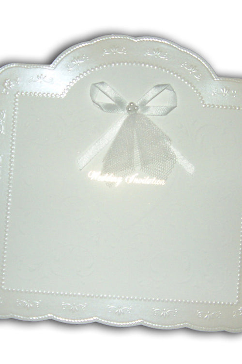 Load image into Gallery viewer, Panache BW20 Wedding Invitation pearlised scalloped edge satin ribbon
