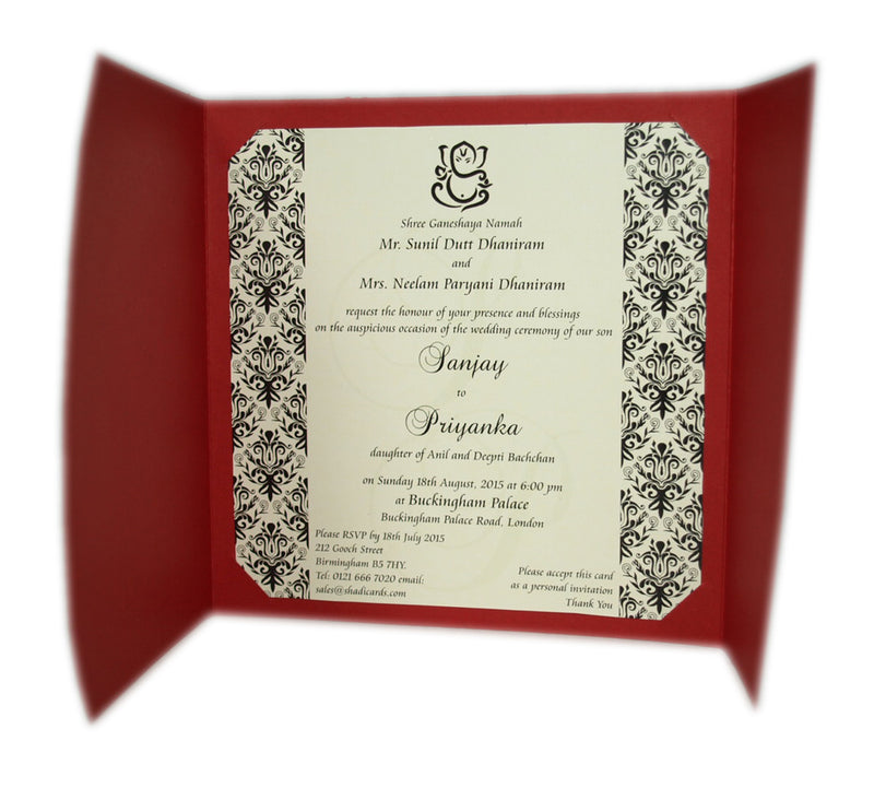 ABC 414H Red Hindu Wedding Invitations Card ABC 414H