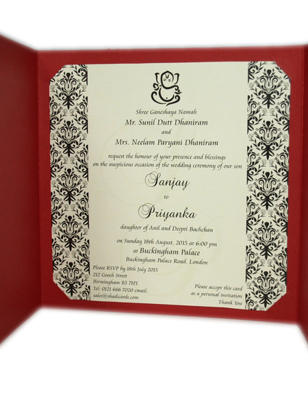 ABC 414H Red Hindu Wedding Invitations Card ABC 414H
