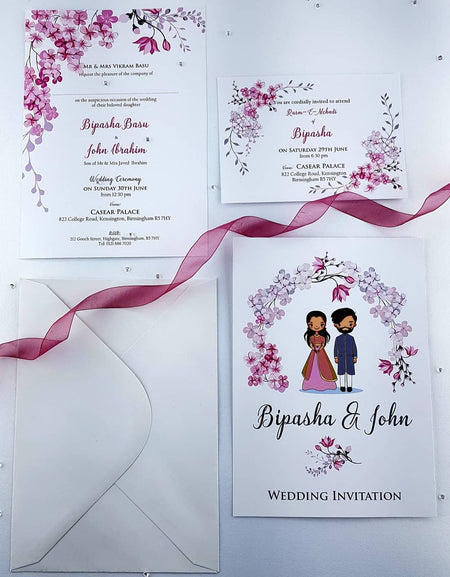 NZ 995 Caricature Cherry Blossom Invitation