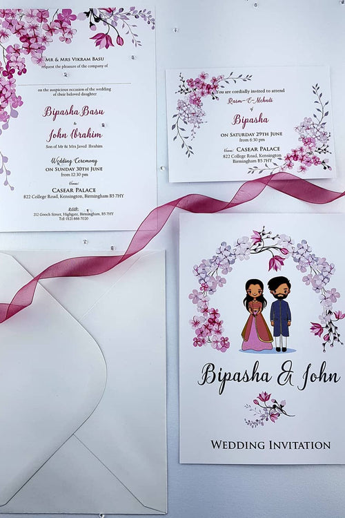 Load image into Gallery viewer, NZ 995 Caricature Cherry Blossom Invitation
