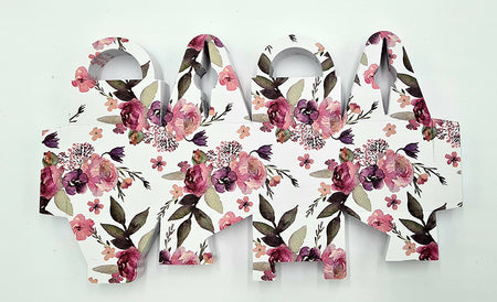 CHC 401 Burgundy pink and green floral print favour Boxes