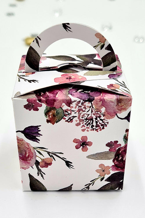 Load image into Gallery viewer, CHC 401 Burgundy pink and green floral print favour Boxes
