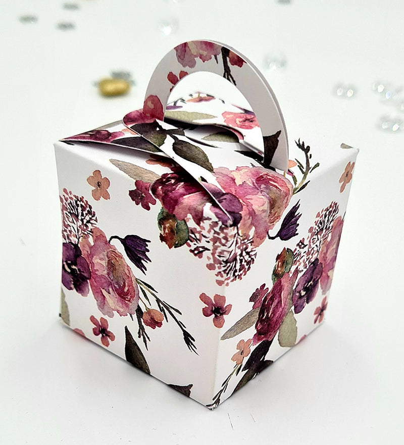 CHC 401 Burgundy pink and green floral print favour Boxes