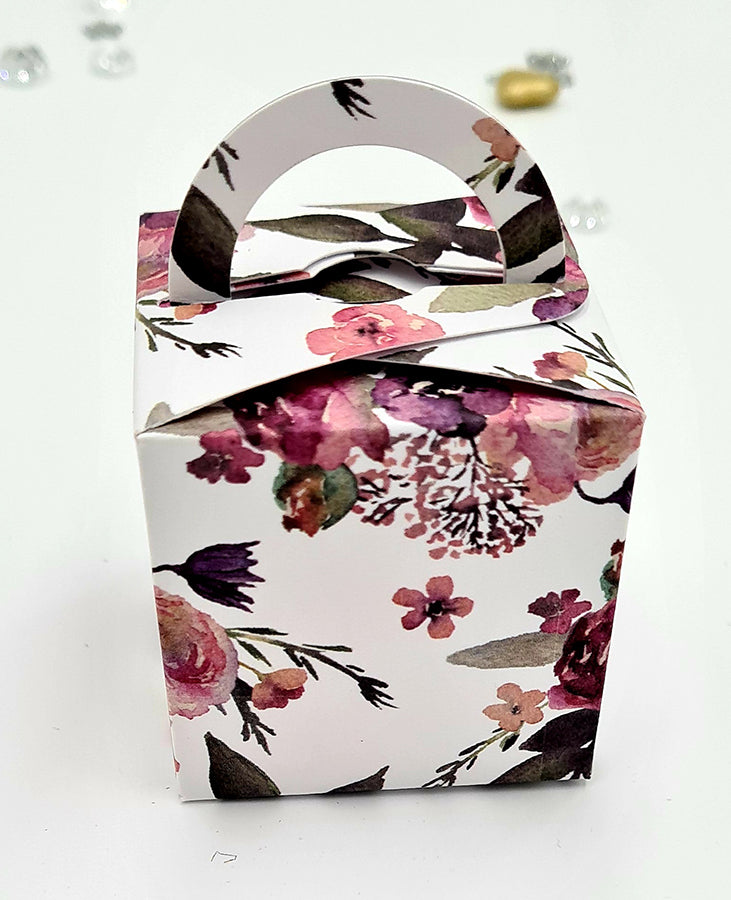 CHC 401 Burgundy pink and green floral print favour Boxes