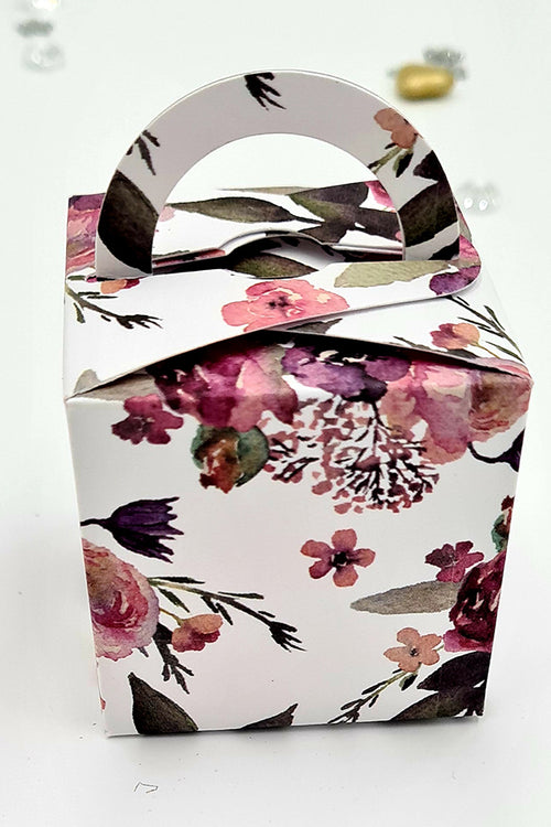 Load image into Gallery viewer, CHC 401 Burgundy pink and green floral print favour Boxes
