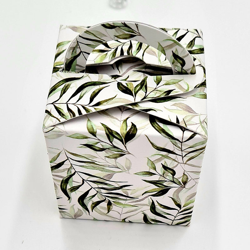 CHC 402 Mint Green Leaves Print Favour Boxes