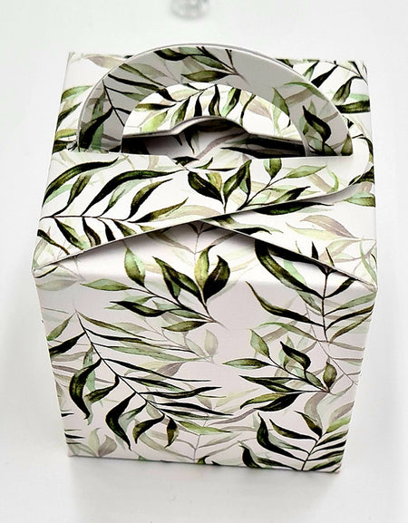 CHC 402 Mint Green Leaves Print Favour Boxes