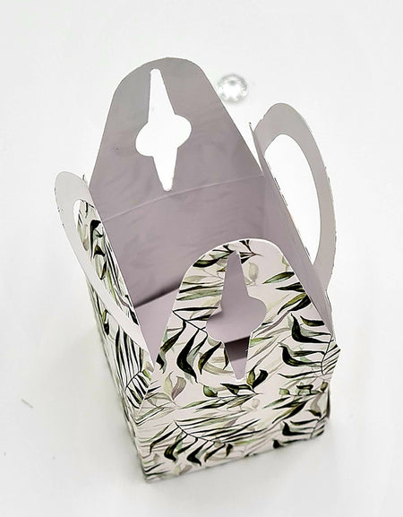 CHC 402 Mint Green Leaves Print Favour Boxes