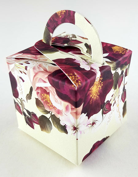 CHC 310A Burgundy Maroon Floral Favour Box