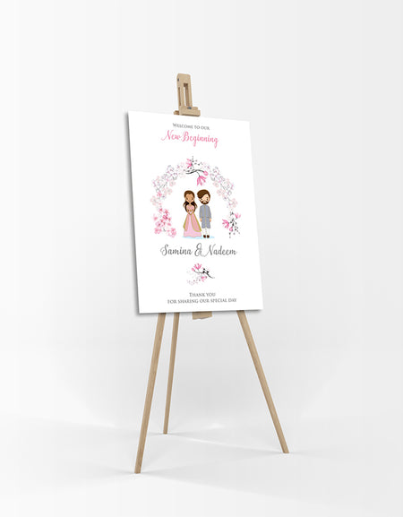 Cherry Blossom Caricature – A1 Mounted Welcome Poster