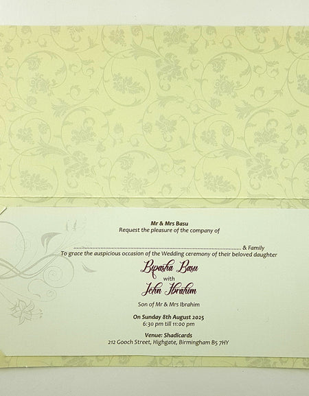 Ivory and brown artistic modern floral swirls Muslim Invitation CHSP01M