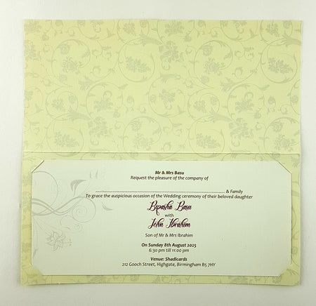 Ivory and brown artistic modern floral swirls Muslim Invitation CHSP01M