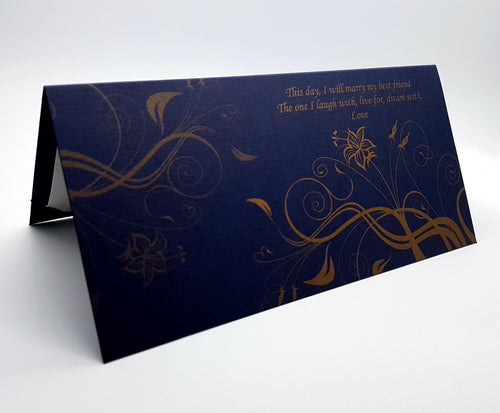Load image into Gallery viewer, Midnight Blue Gold Floral Invitation CHSP 04
