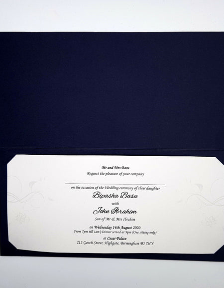 Midnight Blue Gold Floral Invitation CHSP 04