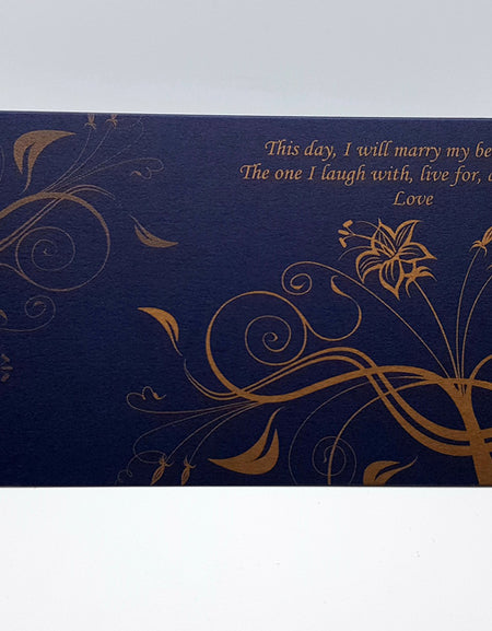 Midnight Blue Gold Floral Invitation CHSP 04