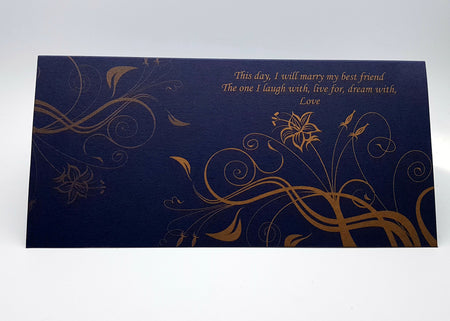 Midnight Blue Gold Floral Invitation CHSP 04