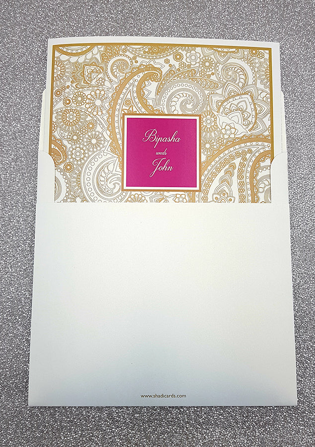 Detailed Paisley Design Large Square Asian Wedding Invitation with matching envelope CLS 111