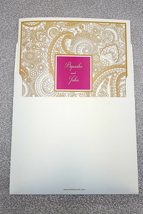 Load image into Gallery viewer, Detailed Paisley Design Large Square Asian Wedding Invitation with matching envelope CLS 111
