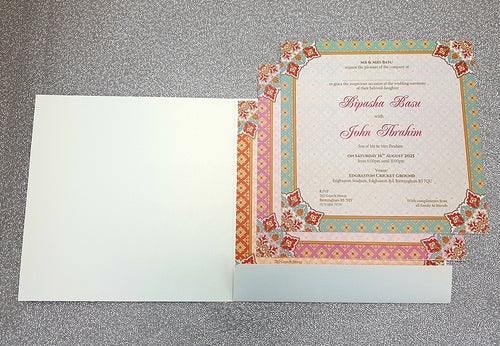 Load image into Gallery viewer, Personalised Indian wedding cards Invitation with matching envelope CLS 112
