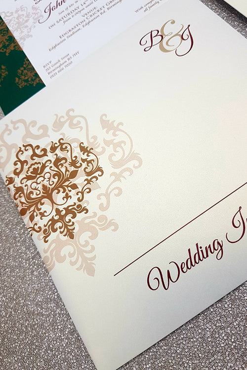 Load image into Gallery viewer, Ivory Elegant Design Large Asian Indian Wedding Invitation with matching envelope CLS 113
