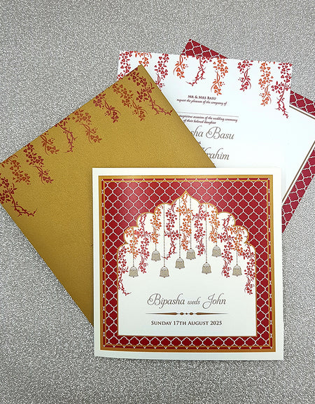 traditional Indian wedding invitations in Red & Gold Indian wedding cards online