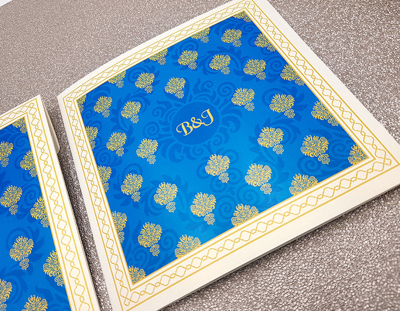 Customisable Hindu wedding card design with Desi pattern