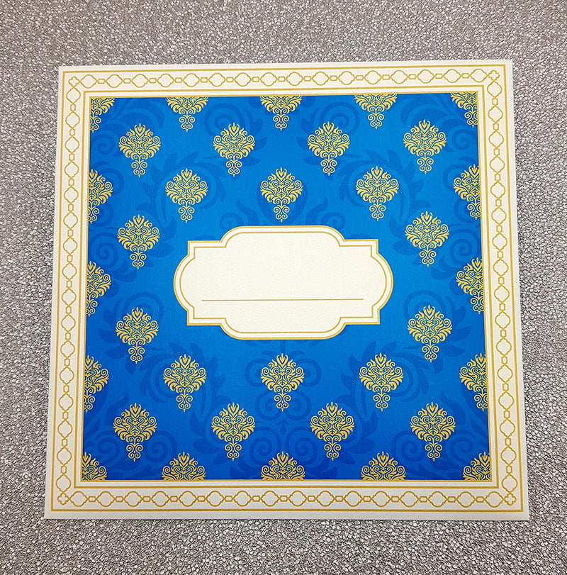 CLS 123 Large Blue Indian Asian Style Wedding Invitation – Customisable Wedding Card Invitation with Matching Envelope